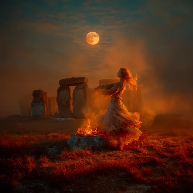 Norse Pagan Ritual Dance Stonehenge Full Moon