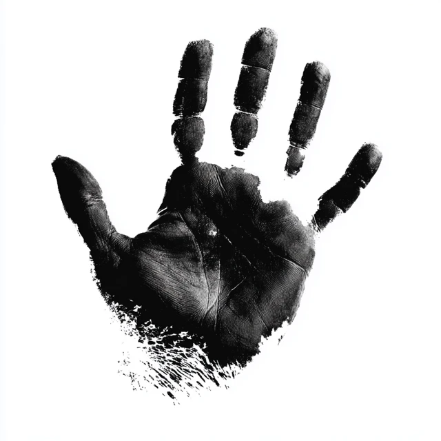 Black Hand Print on White Background Vector