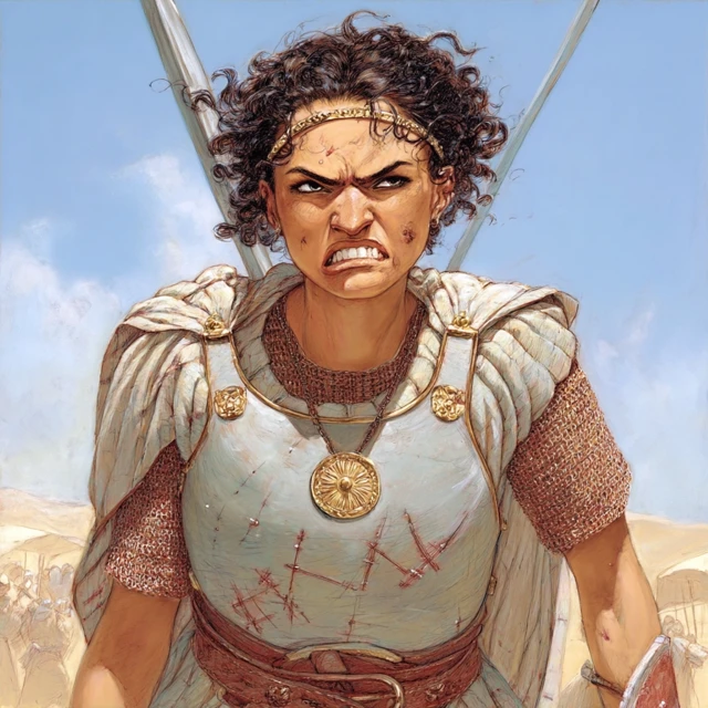 DND Female Warrior in Linen Armor Illustration