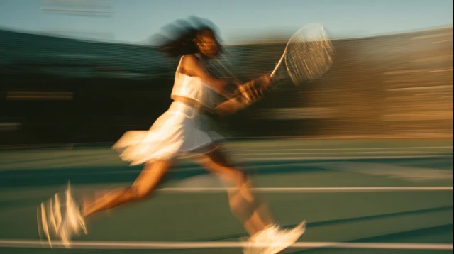 Tennis Action Shot Black Woman Motion Blur