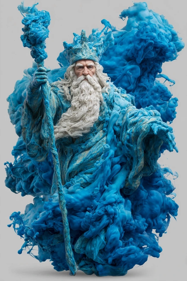 Fantasy Wizard in Smoke Graphic Novel Scene