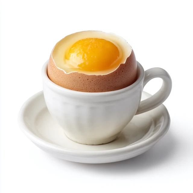 Boiled Egg in White Cup Breakfast Food Stock Photo