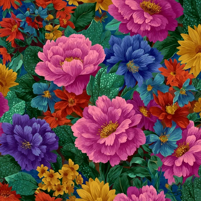 Vibrant Floral Pattern A Burst of Colors and Blooms