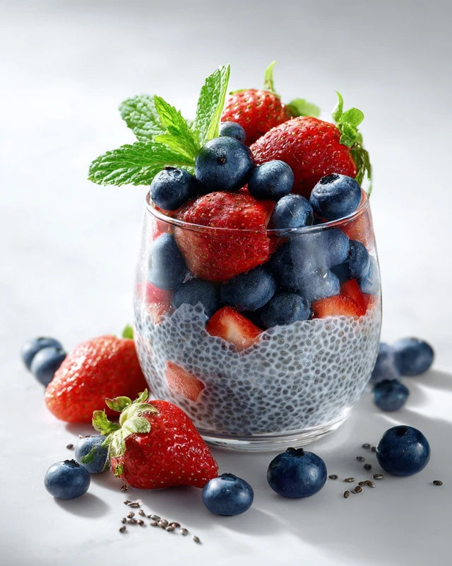 Chia Seed Pudding with Berries Food Photography