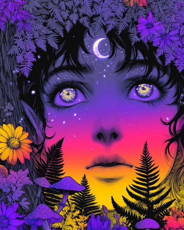 Celestial Elf Portrait Psychedelic Art