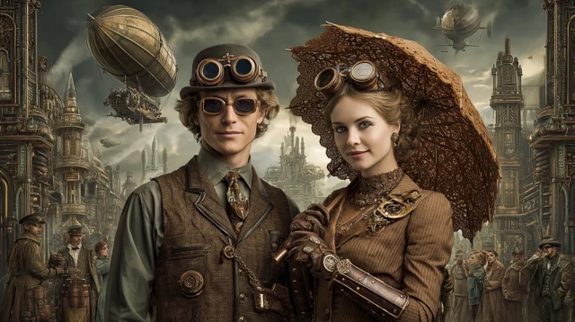 Steampunk Cityscape Airships Victorian SciFi