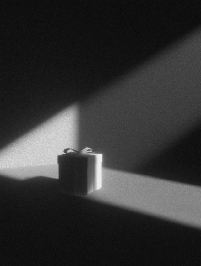Minimalist 3D Render of a Gift Box Dramatic Lighting