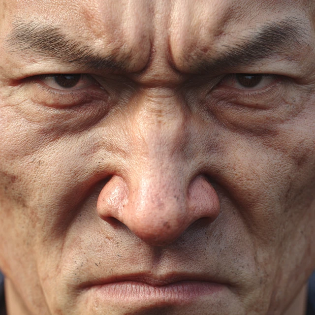 Realistic Portrait of a Mad Chinese Man