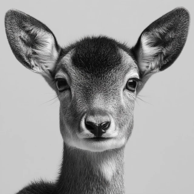 Cute Deer Head Facing Camera White Background