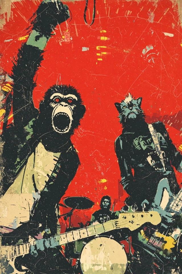 Retro Punk Rock Band Concert Illustration