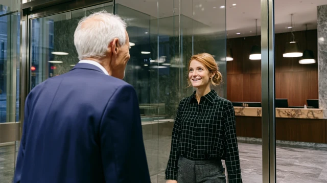 Elegant Bank Lobby Greeting Warm Welcome