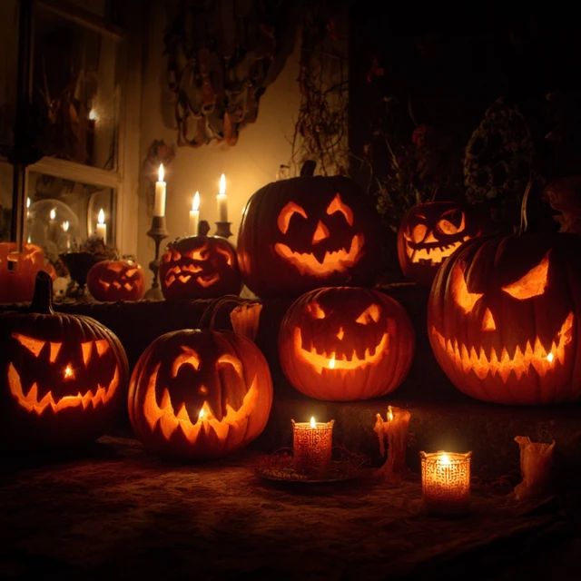 Halloween Pumpkins Carved Scary Faces