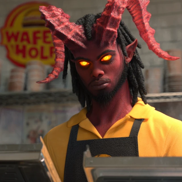 Devil Man Working at Waffle House