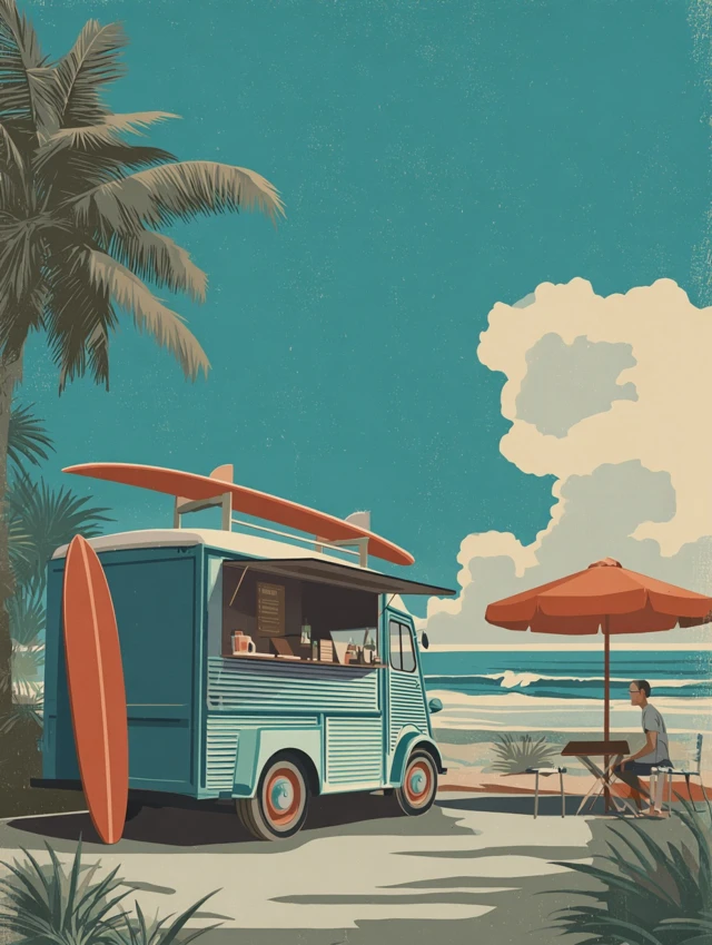 Vintage Beach Food Truck Poster Perdido Key Florida