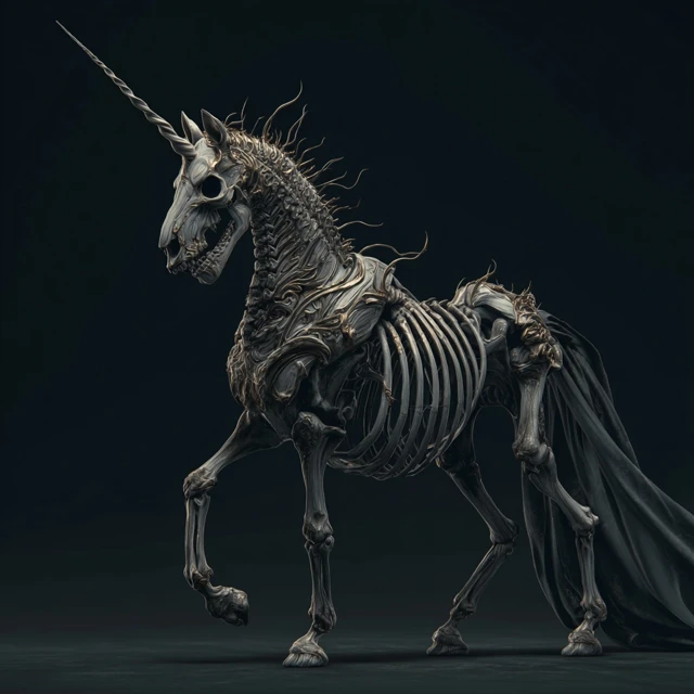 Undead Skeleton Unicorn Dark Fantasy Art