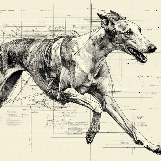 Running Greyhound Illustration Black Lines
