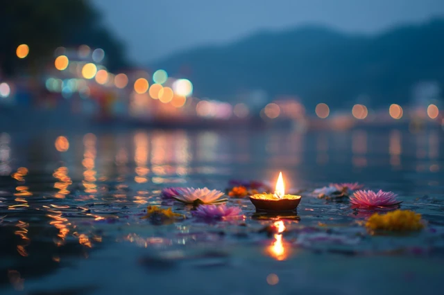 Diwali Candle in Rishikesh River