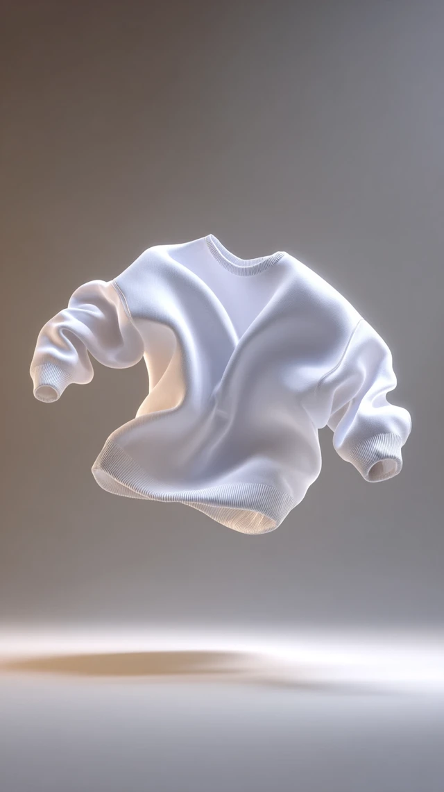 Floating White Sweater Minimalist Elegant 3D Art