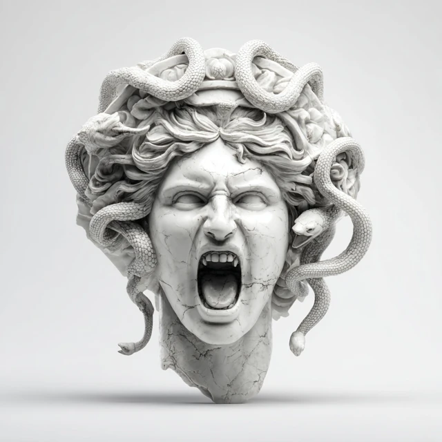 Medusa Head Sculpture Scary and Beautiful