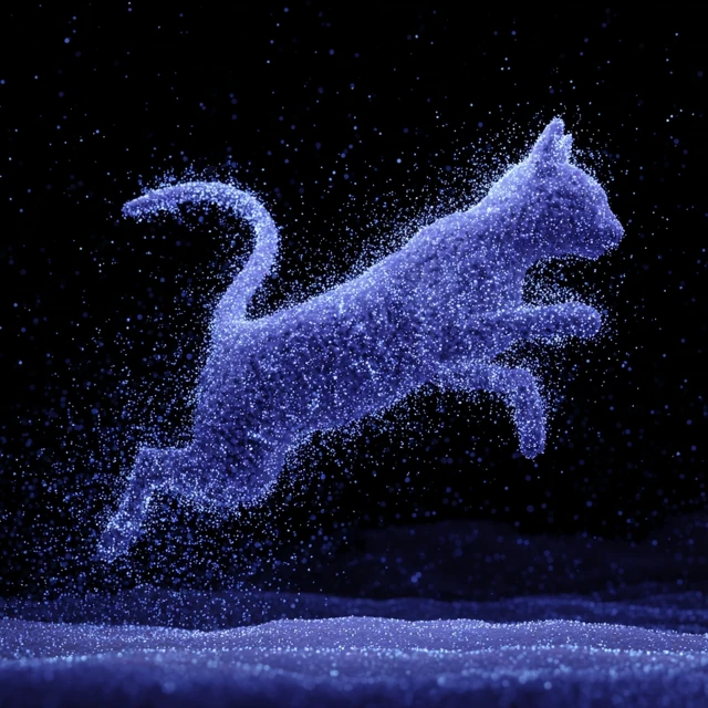 Glowing Cat in Space Minimalist Art