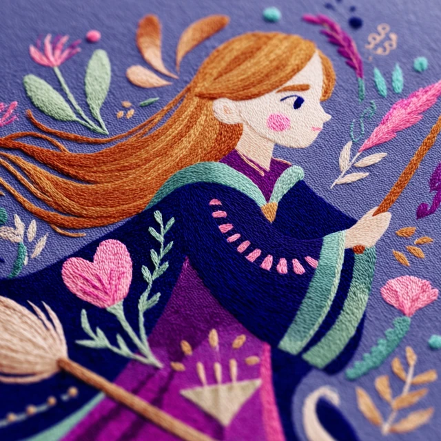 Hermione Granger Embroidery Art Cartoon Style