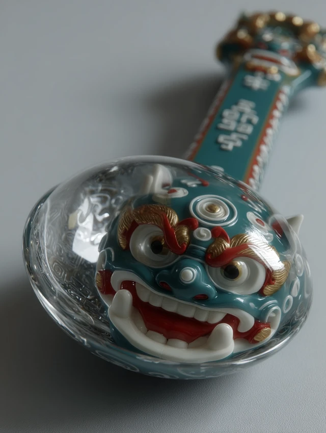 Pet Food Scoop with Peking Opera Mask Design 3D Render