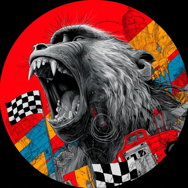 Screaming Baboon Head Graphic Art