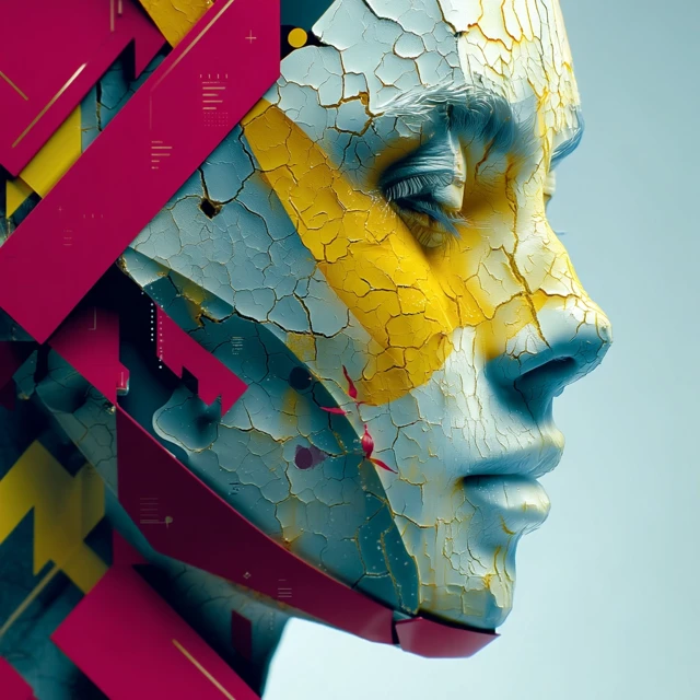 Abstract Portrait Art Cracking Face