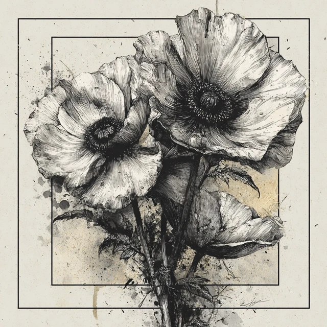 Botanical Line Art Vintage Flowers Minimalist Elegance