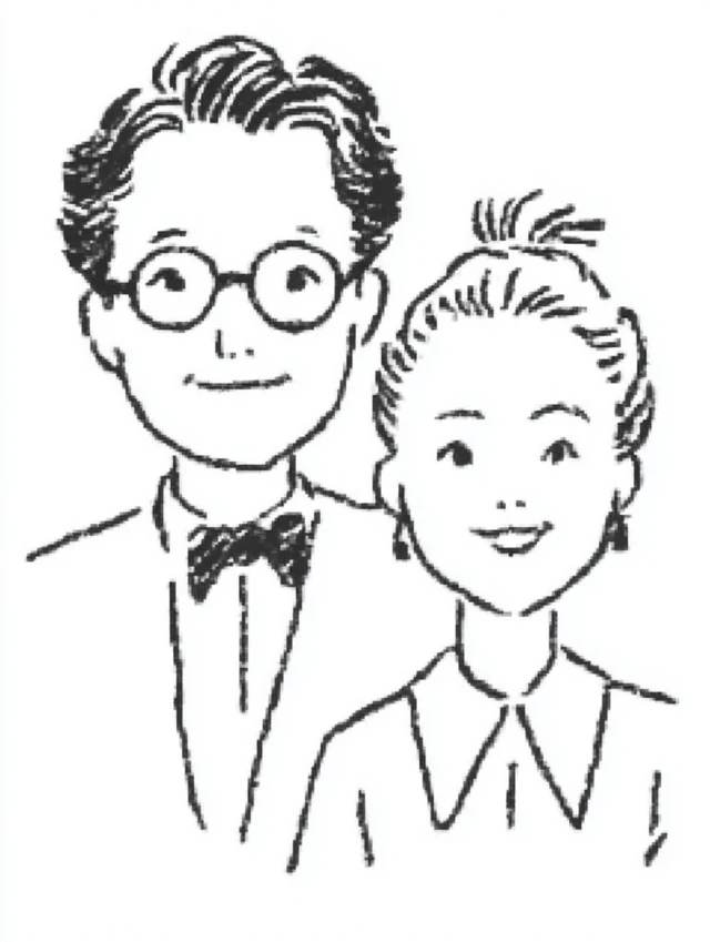 Couple Portrait Simple Line Art Illustration