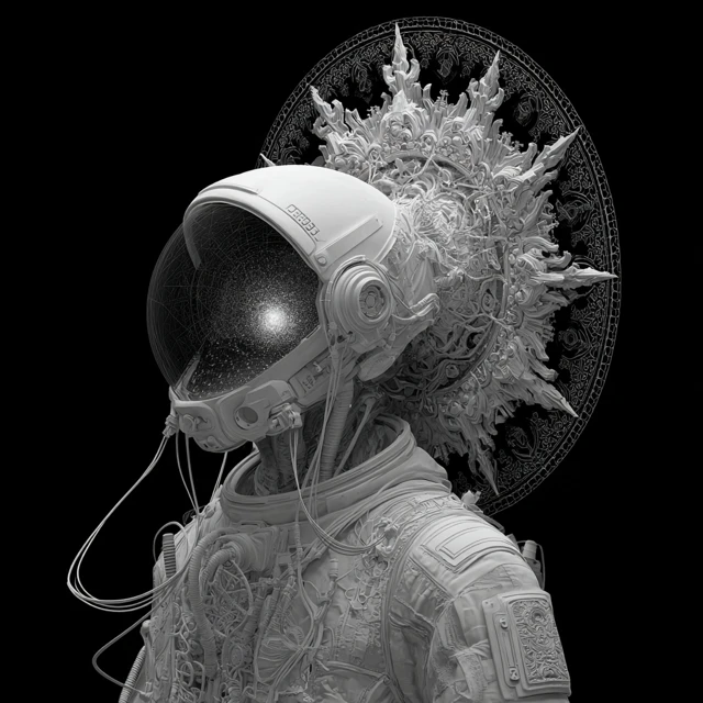 Monochromatic Astronaut Moon Exploring Space