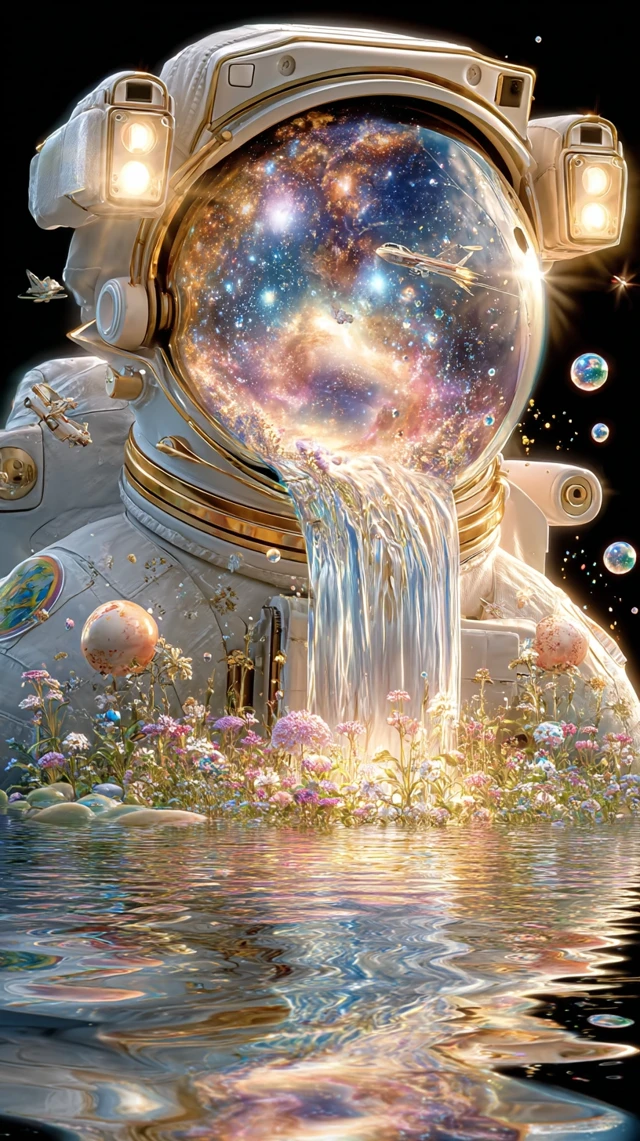 Astronaut Helmet Space Cosmic Surreal Art