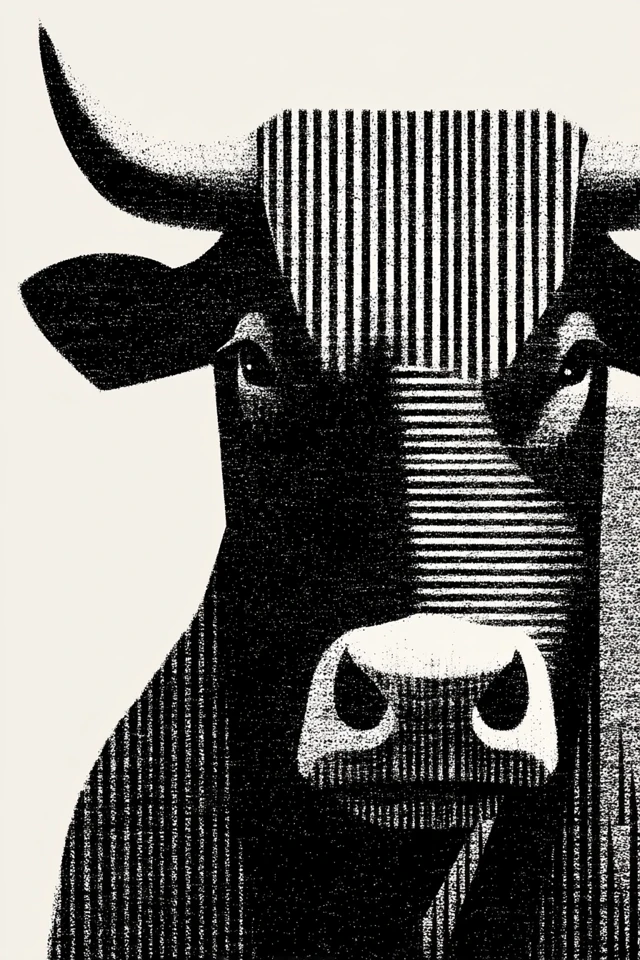 Bull Head Bauhaus Style T-Shirt Design - Vintage Vector Emblem
