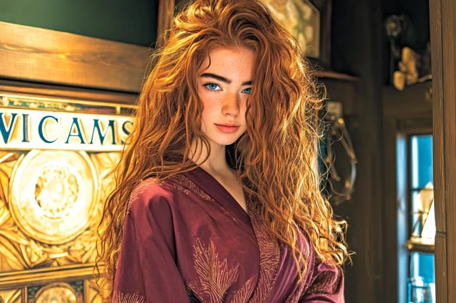 Beautiful European Woman With Luxurious Red Hair