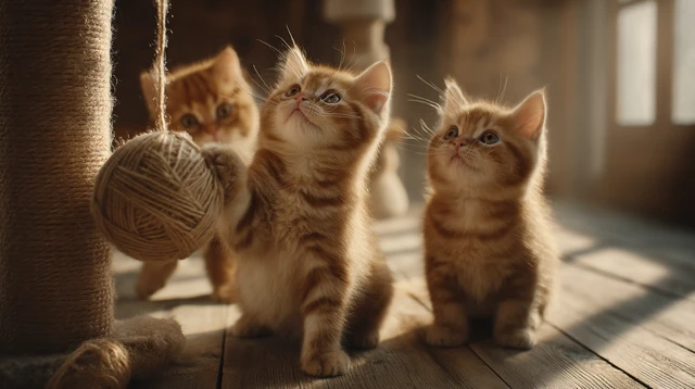 Golden British Shorthair Kittens Playing