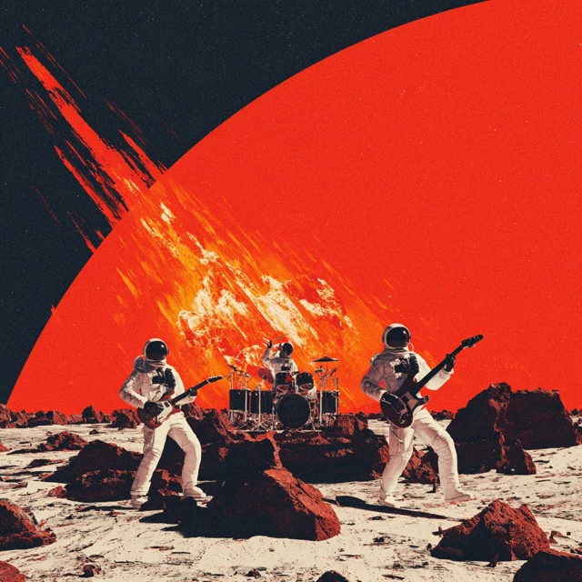 Astronaut Punk Band Playing on Mars
