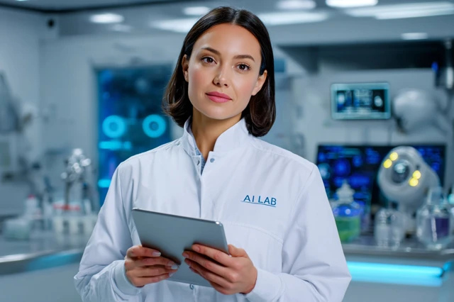AI Lab Scientist in Futuristic Medical Lab