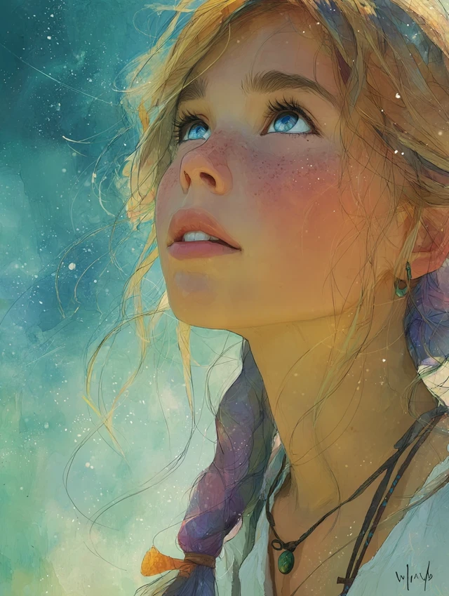 Beautiful Girl Portrait with Sparkling Eyes