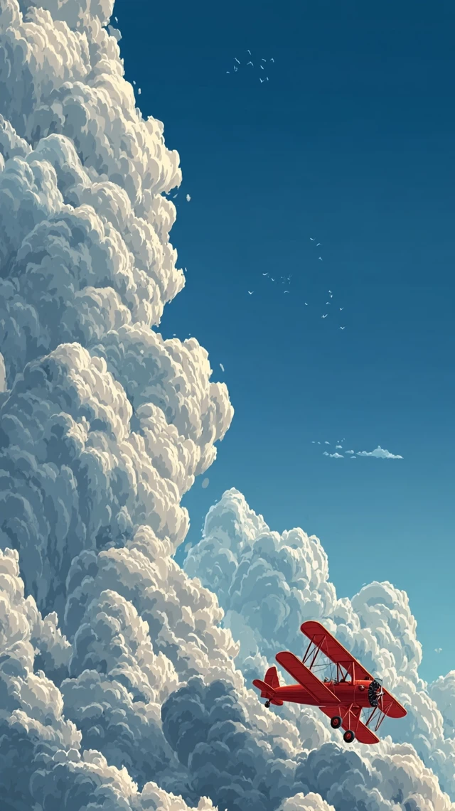 Cartoon Plane Wallpaper Sky Clouds