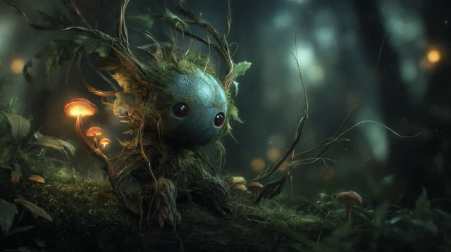 Cute Forest Spirit in a Fantasy Forest