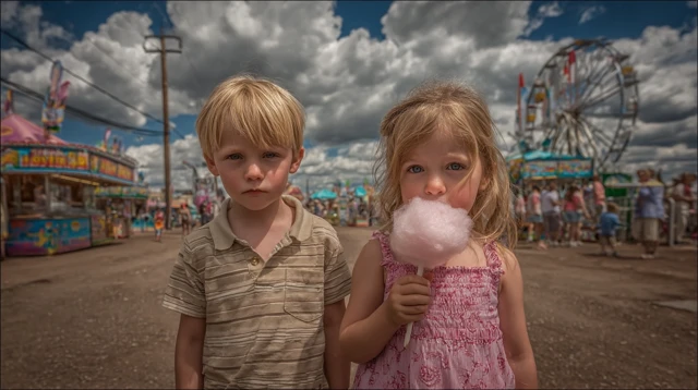 Kids with Cotton Candy at Calgary Stampede