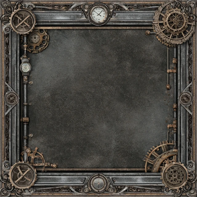 Steampunk Token Border Ornate Steel and Iron Frame