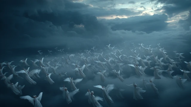 Angels Descending Dramatic Ethereal Scene