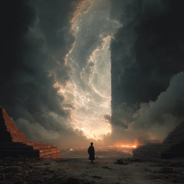 Mystical Landscape with Figure and Mountain
