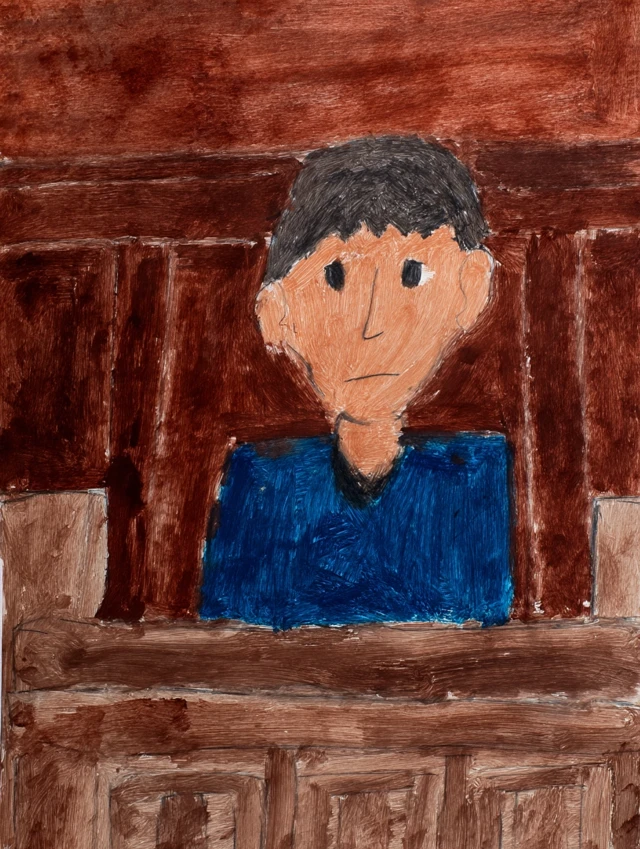 Childs Painting Defendant in Courtroom Dock