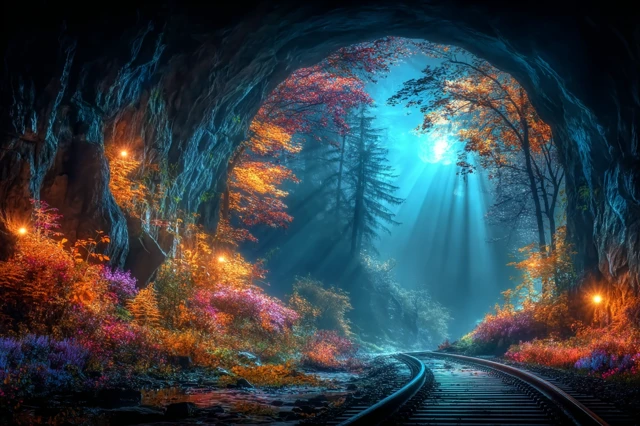 Glow in the Dark Tunnel with Fauna and Nature