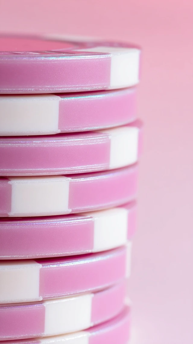Pink and White Casino Poker Chips Luxury Product Photo
