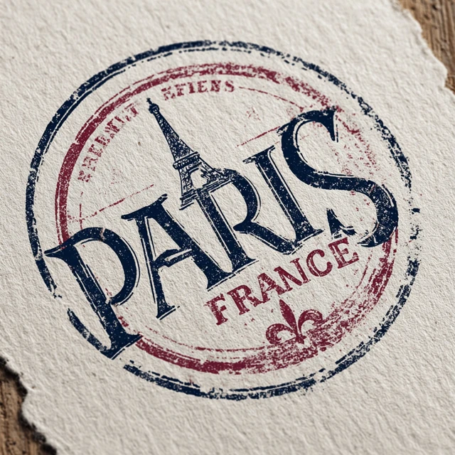 Paris France Passport Stamp Design