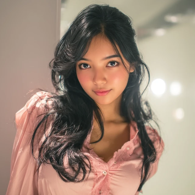 Indonesian Beauty in Pink Top Front View