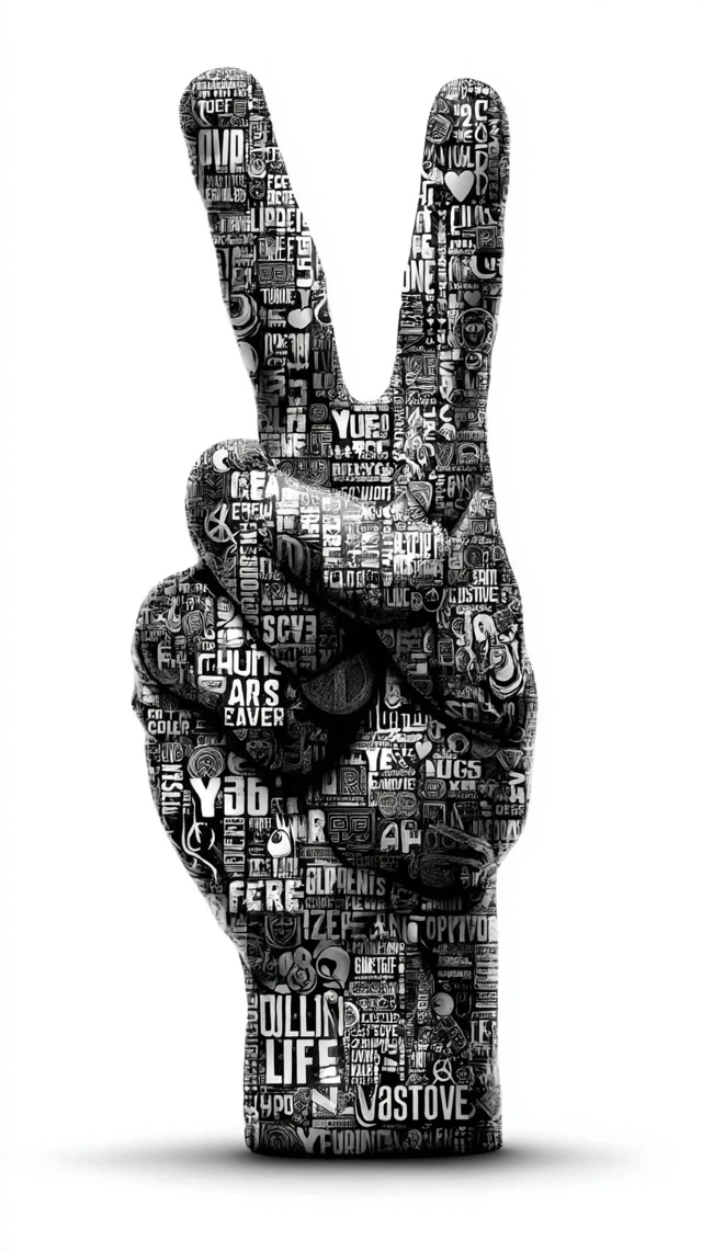 Peace Sign Silhouette Vector Illustration